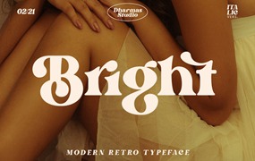 英文字体：60年代复古现代时尚杂志斜体衬线英文字体 Bright - Modern Retro