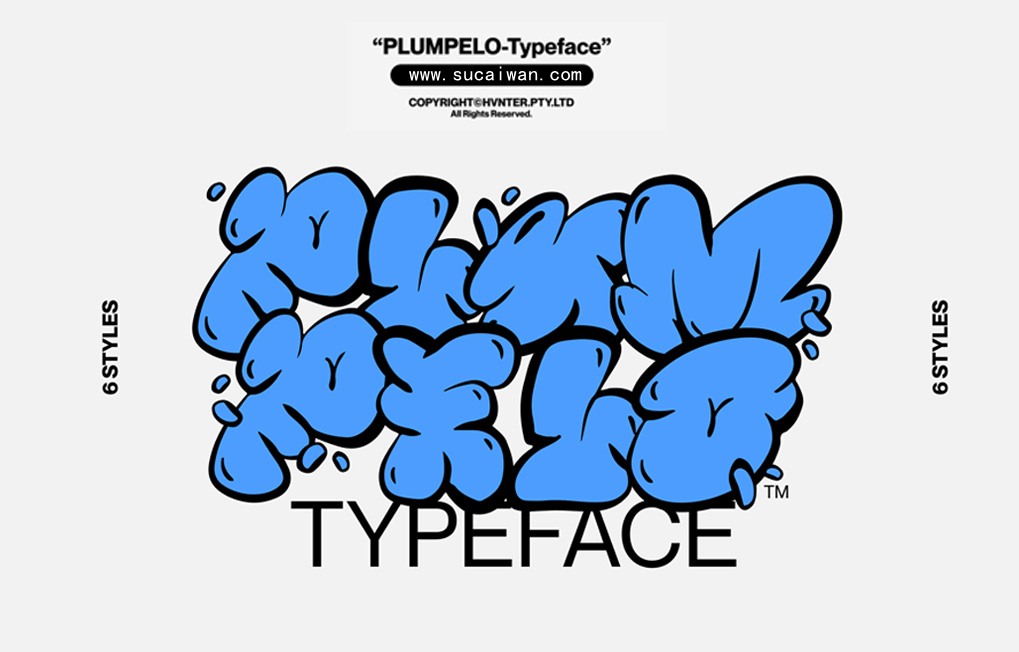 Hvnter 复古趣味Y2K圆润泡泡涂鸦手写插画装饰英文字体包 Plumpelo® Typeface 设计素材 第1张