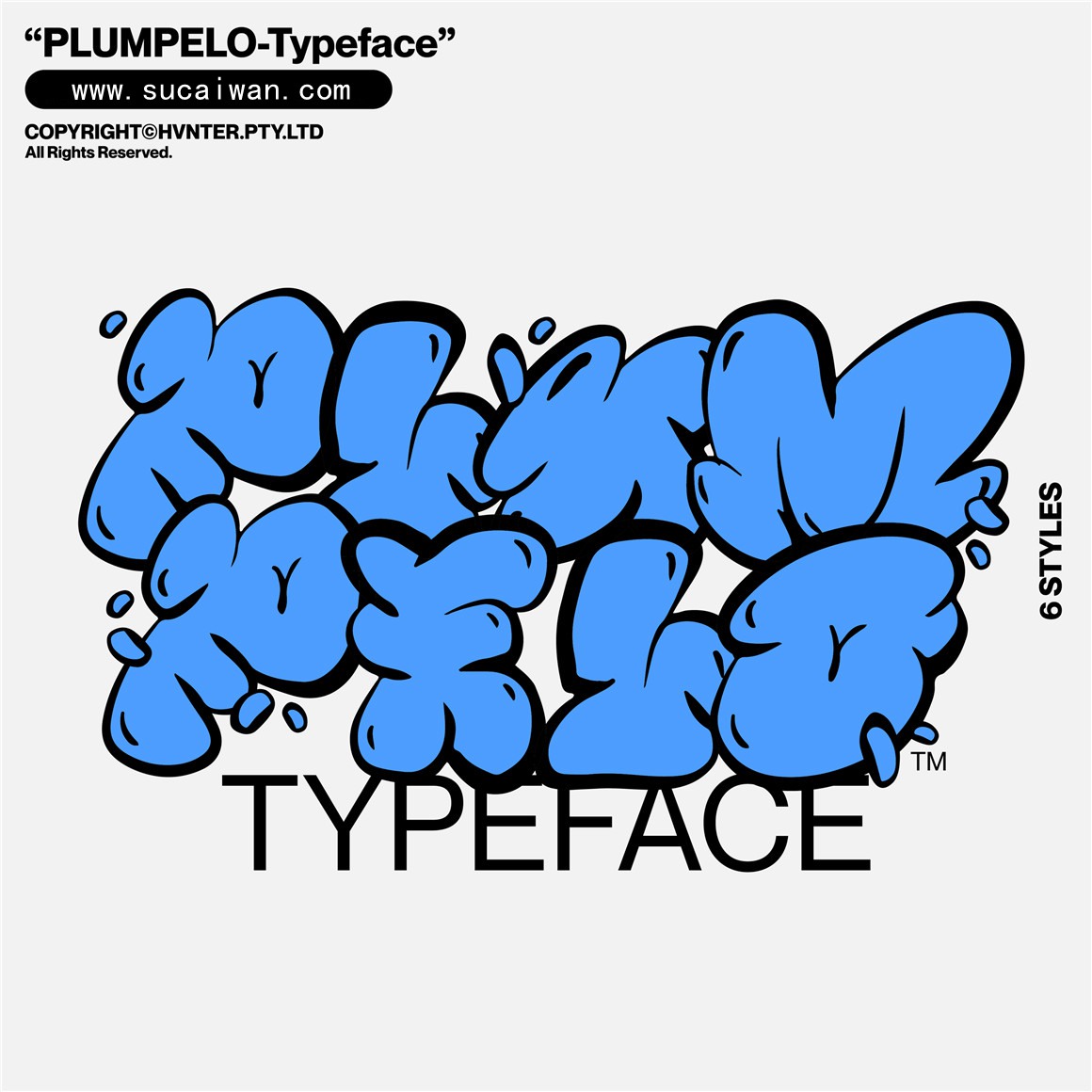 Hvnter 复古趣味Y2K圆润泡泡涂鸦手写插画装饰英文字体包 Plumpelo® Typeface 设计素材 第2张