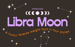 时尚圆角杂志海报LOGO徽标设计PSAI无衬线粗体英文安装包 Libra: A Funky Reverse Weight Font