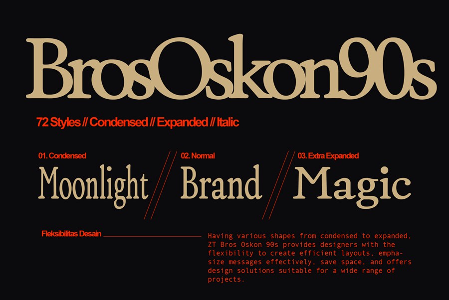 英文字体：72款现代模拟90年代复古印刷优雅衬线西文字体家族ZT Bros Oskon 90s – 72 Styles 设计素材 第14张