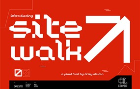 Sitewalk 未来派暗黑机能科幻像素风格海报封面英文字体 Futuristic Pixel Font