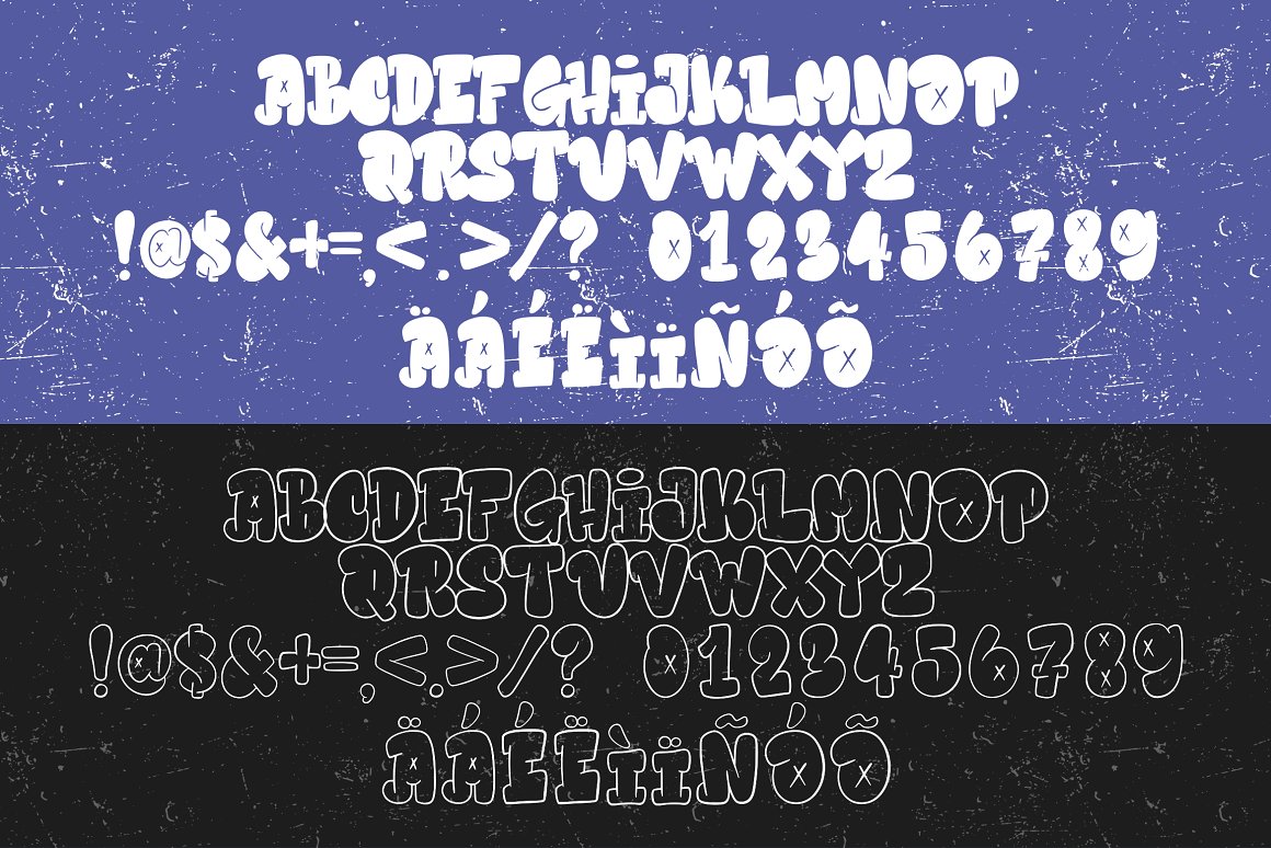 英文字体：大胆时髦复古手绘泡泡涂鸦品牌包装字体 Hidebeast 设计素材 第5张