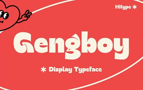 英文字体：独特卡通童趣俏皮贴纸标签海报包装标题LOGO徽标设计PS粗体字体 Gengboy Display Typeface – Hitype