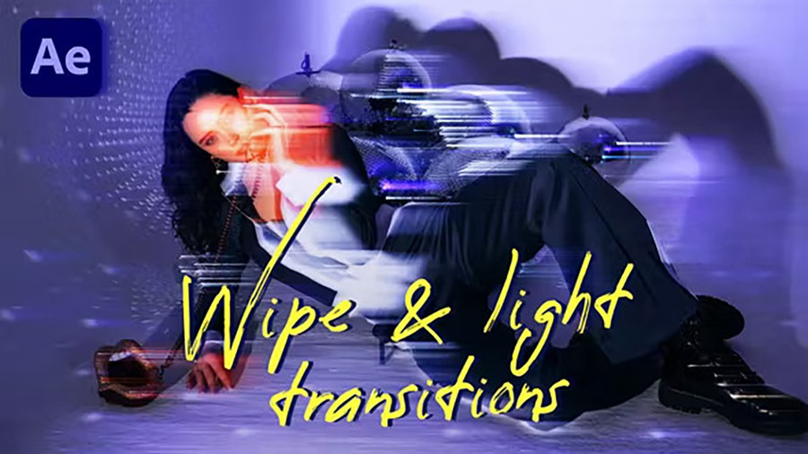 24种擦拭和灯光转场过渡AE模板 Wipe & Light Transitions 插件预设 第1张