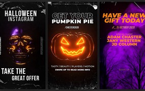 Halloween Stories Pack 复古万圣节主题派对手机竖屏时髦设计视频动画模板 After Effects 模板