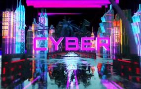 AE模板：霓虹赛博朋克城市揭幕视频模板 Neon Cyberpunk City Opener
