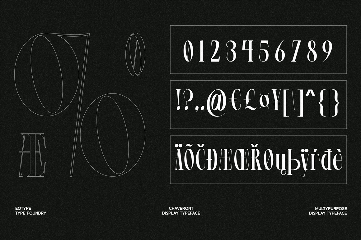 Eotype 现代优雅酸性海报杂志排版标题logo设计衬线英文字体包 Chaveront Font 设计素材 第7张