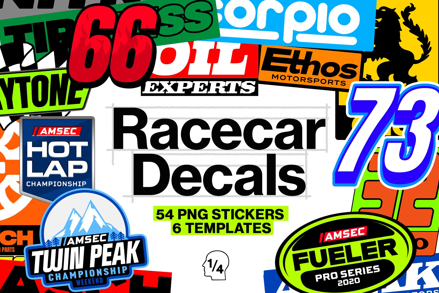 Racecar Decals 54个高品质赛车活动标志PNG贴纸Photoshop模板 图片素材 第1张