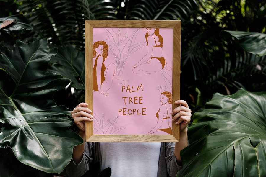 热带植物海报艺术氛围、女性气质、海洋生物、水果拼贴、纺织包装海报印刷矢量精品图形元素Tropical Retrospective Poster 图片素材 第6张