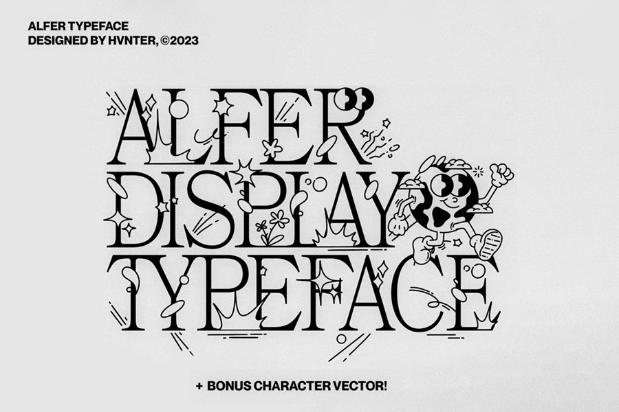 英文字体：复古Y2K趣味卡通衬线海报标题排版logo艺术西文字体 Alfer Typeface , 第1张
