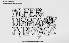 英文字体：复古Y2K趣味卡通衬线海报标题排版logo艺术西文字体 Alfer Typeface