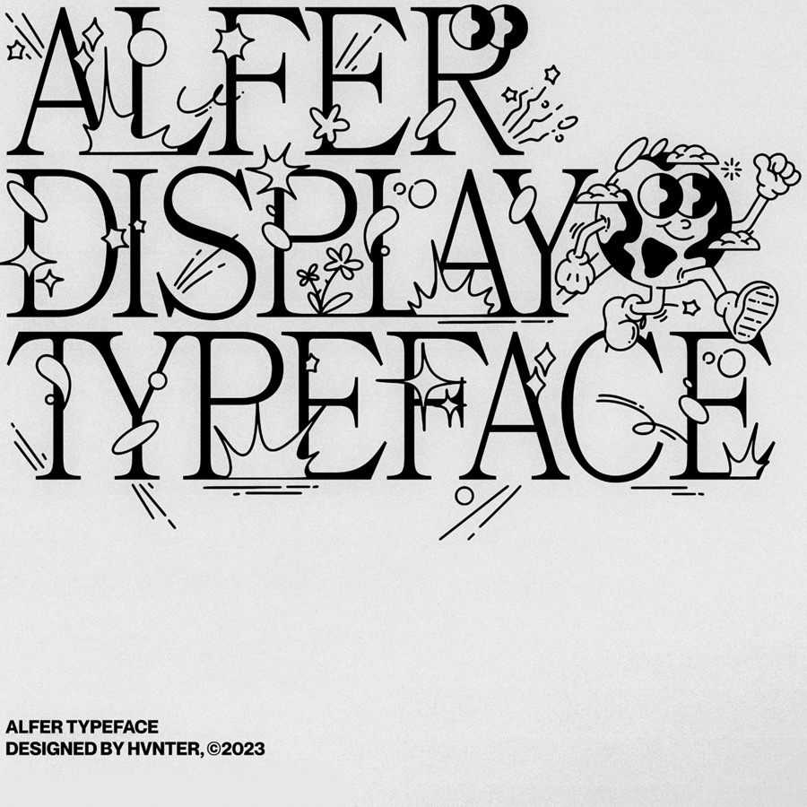 英文字体：复古Y2K趣味卡通衬线海报标题排版logo艺术西文字体 Alfer Typeface , 第2张