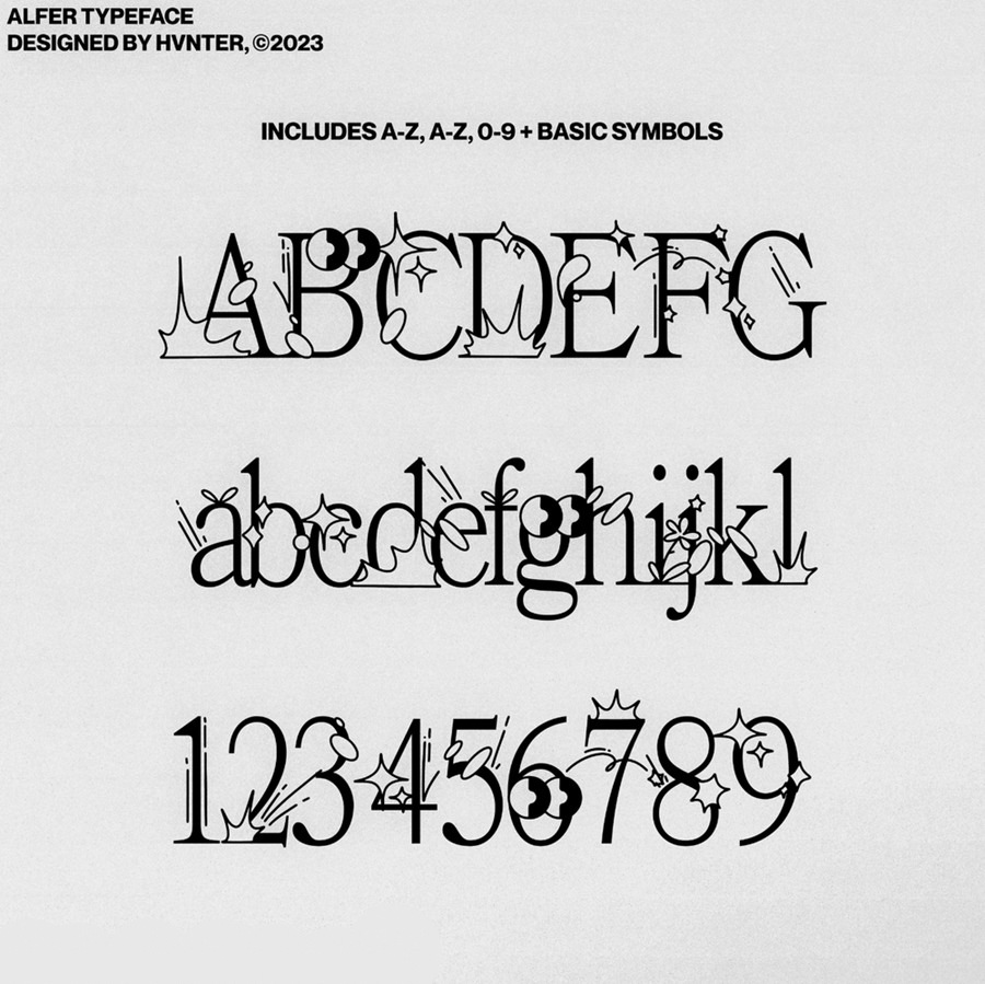 英文字体：复古Y2K趣味卡通衬线海报标题排版logo艺术西文字体 Alfer Typeface , 第3张