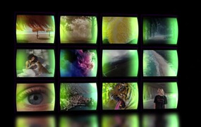 8K 复古旧CRT视频背景墙动画反射相机颜色达芬奇效果 FDT Backgrounds Videowall