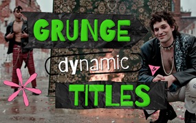AE + PR模板：复古时尚多彩动态做旧视频标题模板2合1 Dynamic Grunge Titles