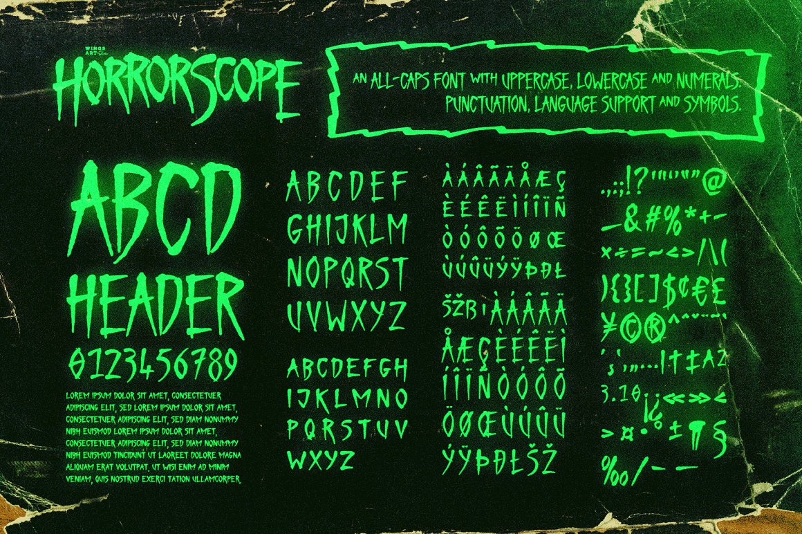 复古风格万圣节手绘墨水飞溅漫画恐怖字体 HorrorScope - Retro Horror Font 设计素材 第8张