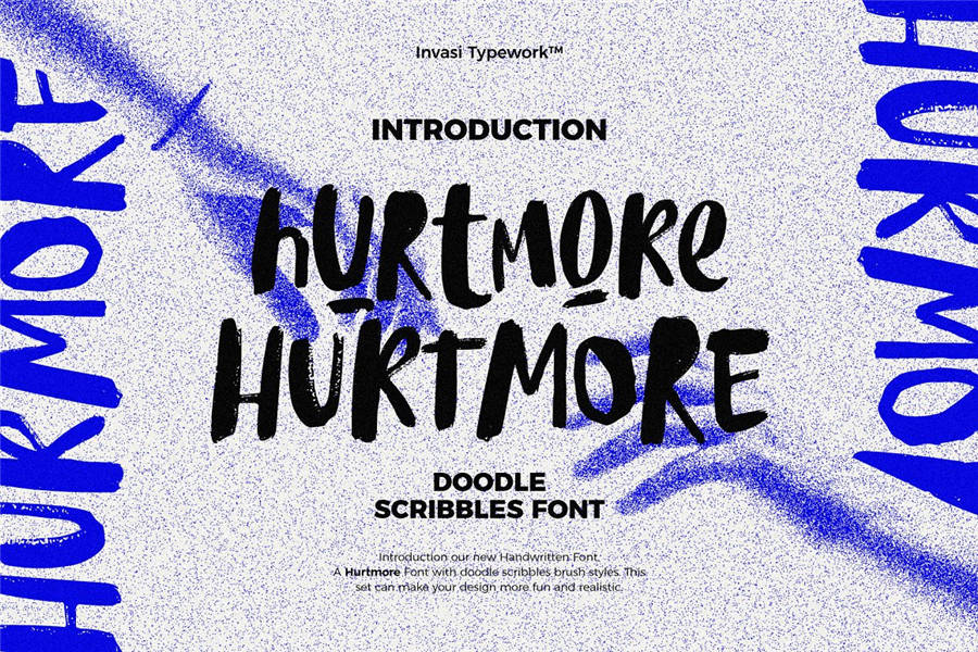 Hurtmore 街头潮流毛笔书法手写草书涂鸦潮牌logo海报标题英文字体 Scribbles Font 设计素材 第1张