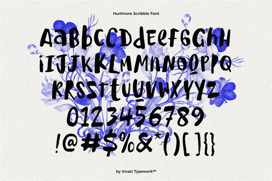 Hurtmore 街头潮流毛笔书法手写草书涂鸦潮牌logo海报标题英文字体 Scribbles Font 设计素材 第4张