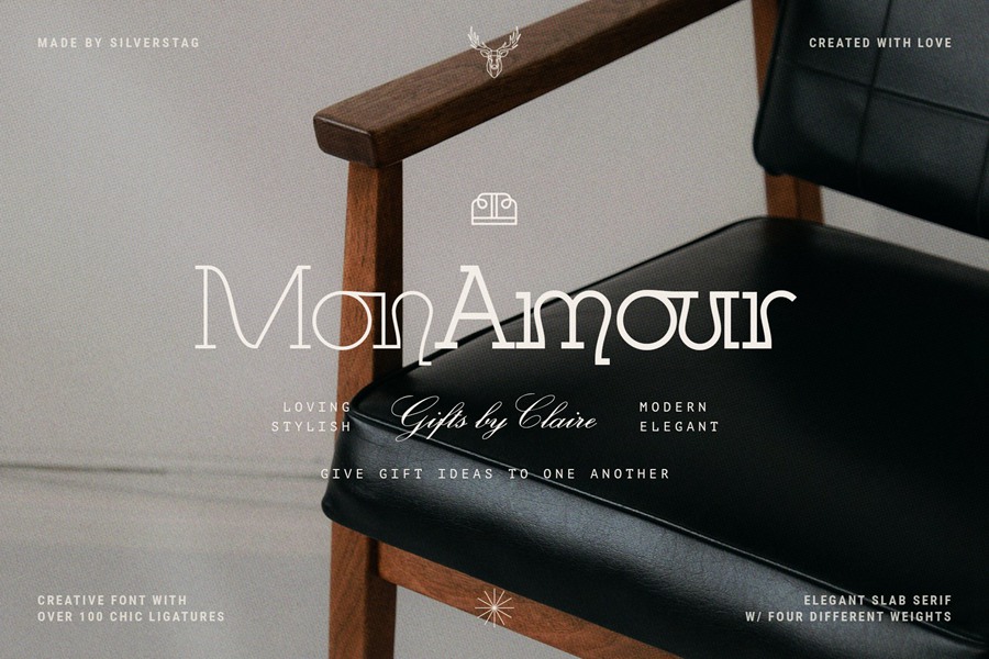 Authentic Romantic – Slab Serif Font 时尚品牌四种粗细无衬线字体 设计素材 第3张