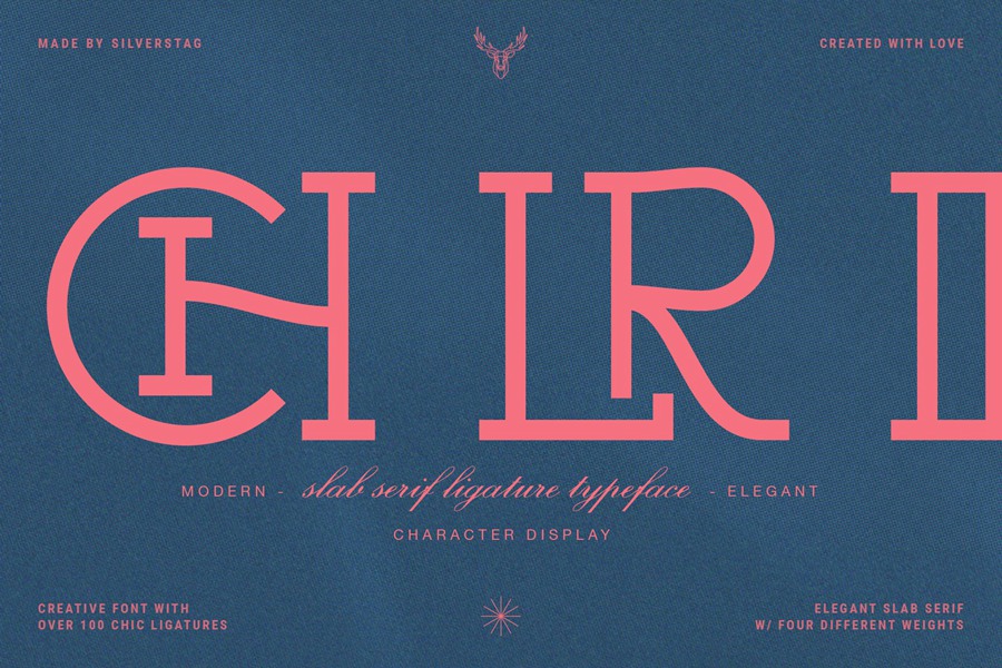 Authentic Romantic – Slab Serif Font 时尚品牌四种粗细无衬线字体 设计素材 第9张