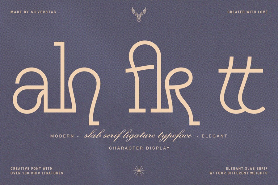 Authentic Romantic – Slab Serif Font 时尚品牌四种粗细无衬线字体 设计素材 第13张
