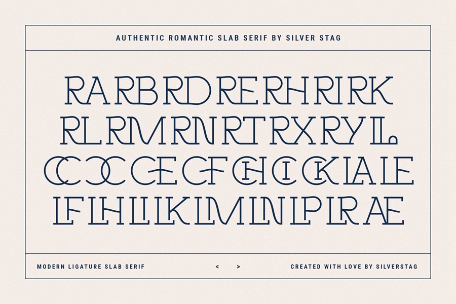Authentic Romantic – Slab Serif Font 时尚品牌四种粗细无衬线字体 设计素材 第18张