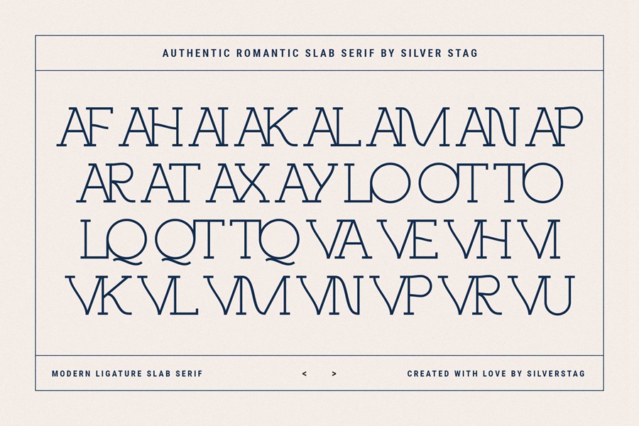 Authentic Romantic – Slab Serif Font 时尚品牌四种粗细无衬线字体 设计素材 第20张