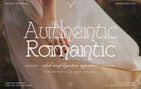 Authentic Romantic – Slab Serif Font 时尚品牌四种粗细无衬线字体