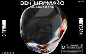 54种不同且独特的玻璃水晶3D立体形状设计元素合集 3D Chromatic Shapes Pack