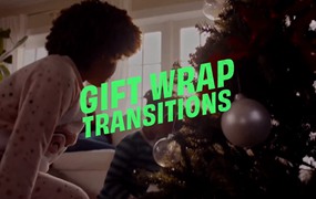 FCPX/PR/AE/达芬奇 4合1 插件/模板：Gift Wrap Transitions 圣诞节撕纸转场过渡 + 包含音乐 + 撕纸音效