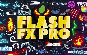 FCPX插件：374个二维卡通动漫火焰能量LOGO标题转场MG动画元素包 Flash FX Pro For FCPX