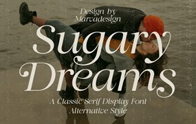 英文字体：时尚优雅产品品牌徽标LOGO杂志海报标题设计PSAI英文字体安装包 Sugary Dreams – A Serif Display Font