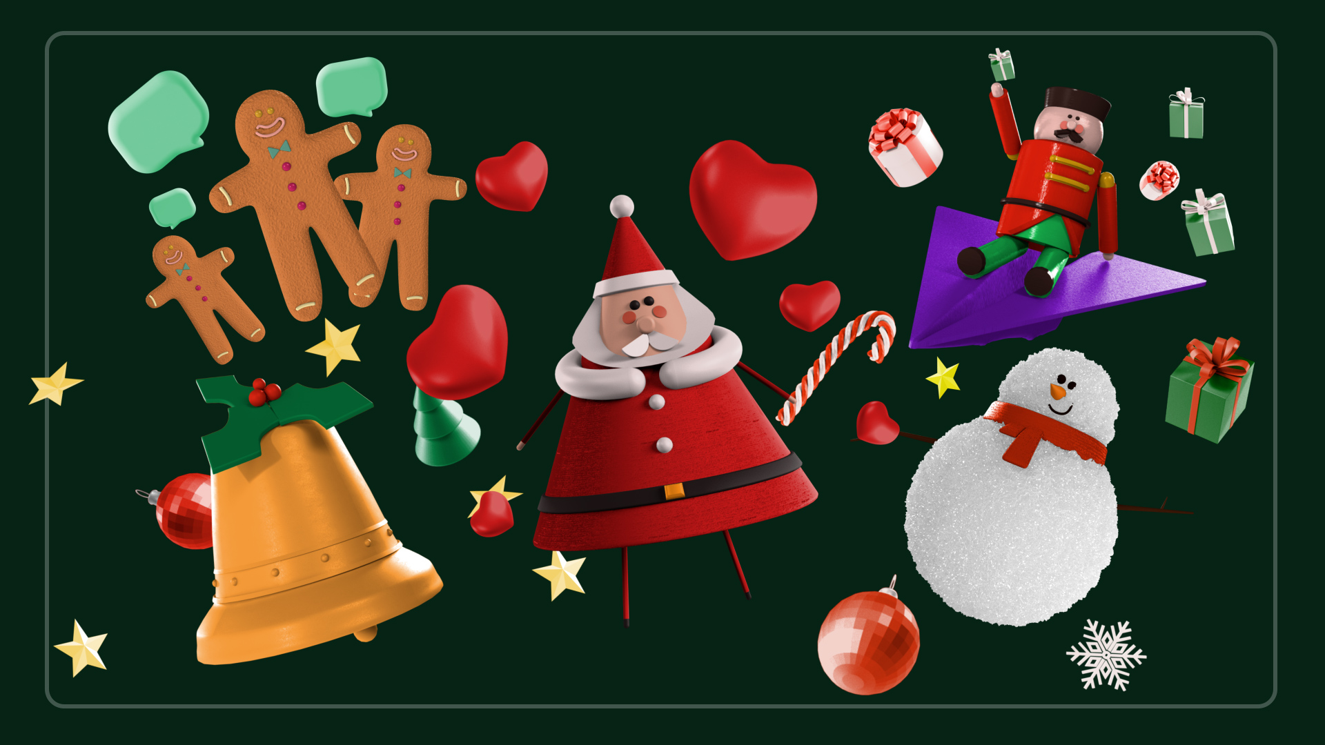 AE模板：6个圣诞节图标元素3D动画 3D Christmas Social Icons Pack 影视音频 第1张