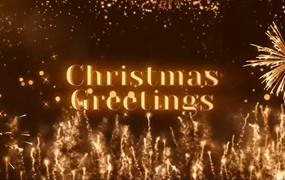 FCPX模板：圣诞节新年快乐氛围烟花绽放粒子发光视频开场片头片尾动画 Christmas Greetings