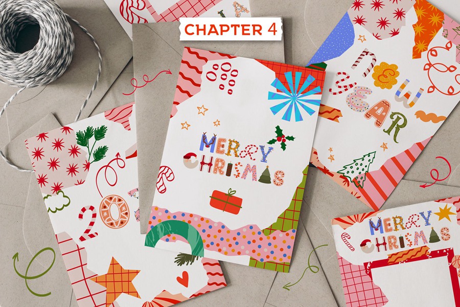 手绘涂鸦圣诞字母和数字贺卡照片拼贴艺术背景纹理海报元素合集 Christmas Creator Pack , 第11张