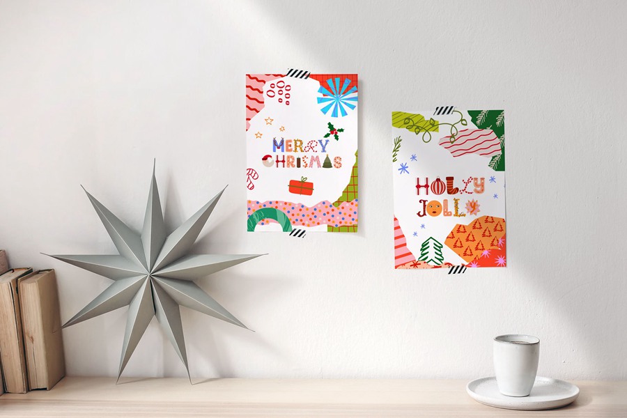 手绘涂鸦圣诞字母和数字贺卡照片拼贴艺术背景纹理海报元素合集 Christmas Creator Pack , 第16张