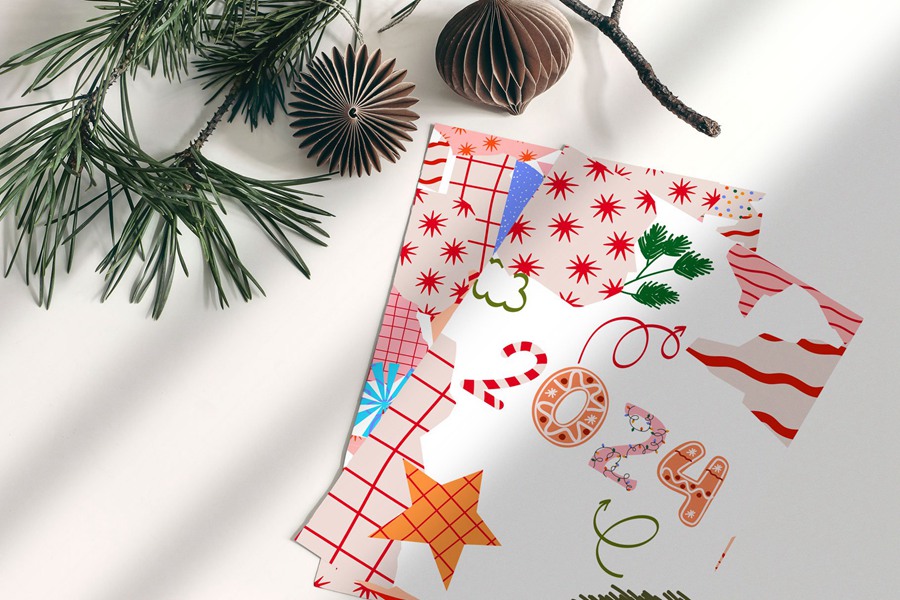 手绘涂鸦圣诞字母和数字贺卡照片拼贴艺术背景纹理海报元素合集 Christmas Creator Pack , 第18张