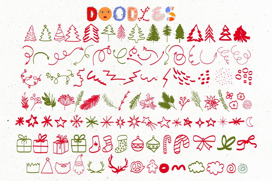 手绘涂鸦圣诞字母和数字贺卡照片拼贴艺术背景纹理海报元素合集 Christmas Creator Pack , 第19张