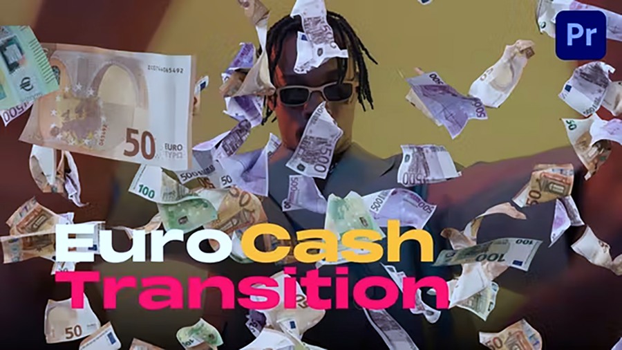 Euro Cash Transitions 17个复古嘻哈视频奢华欧元现金转场过渡Mogrt动态图形 影视音频 第1张