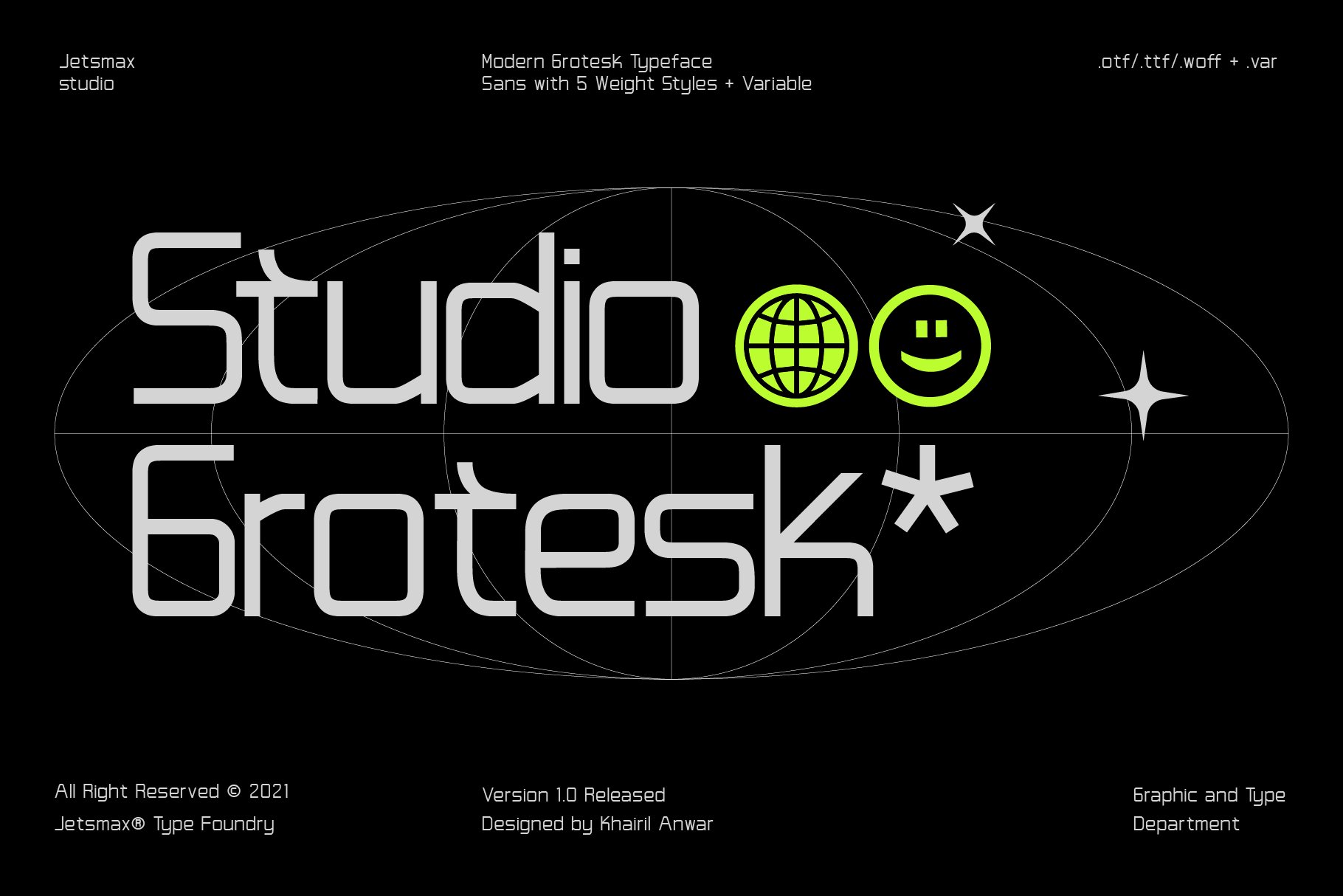 Studio Grotesk – Modern Typeface 赛博未来感现代无衬线时尚平面设计贴纸字体 , 第1张