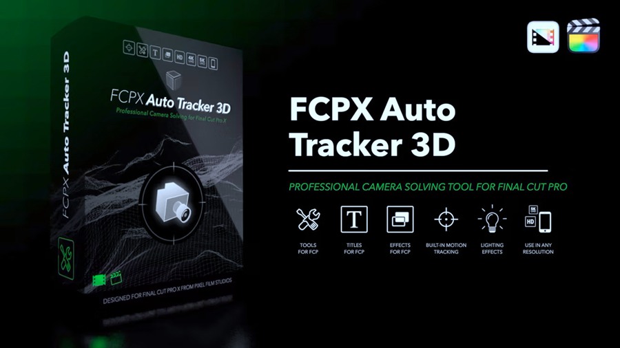FCPX插件：Pixel Film Studios 363款自动跟踪器3D场景运动工具 FCPX Auto Tracker 3D + 中文教程 , 第1张