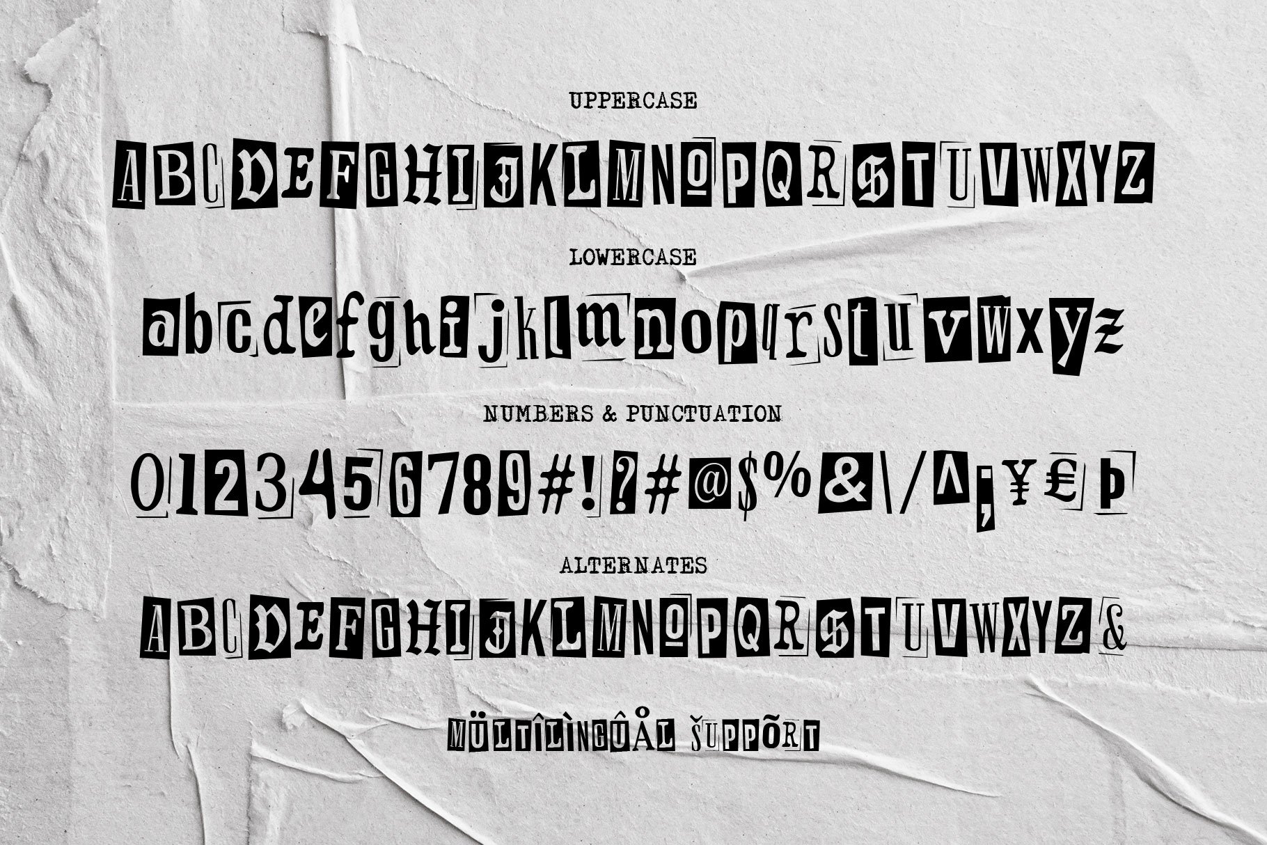 复古拼贴艺术剪纸无衬线压缩衬线手写和老式打字机混合字体 Retroma Vibes – Mixed Font 设计素材 第9张