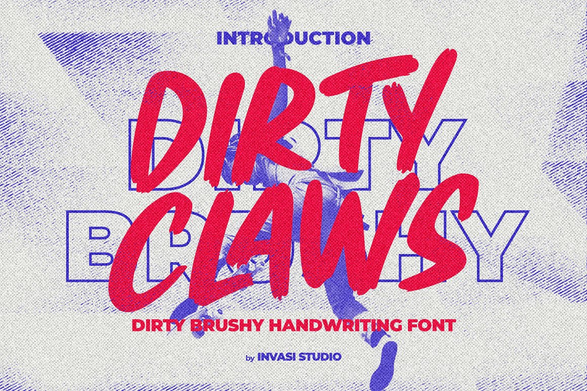 Invasi Studio 涂鸦风格大胆毛笔触感脏刷手写海报封面英文字体 Dirty Claws 设计素材 第1张