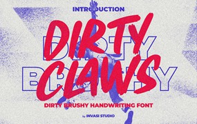 Invasi Studio 涂鸦风格大胆毛笔触感脏刷手写海报封面英文字体 Dirty Claws