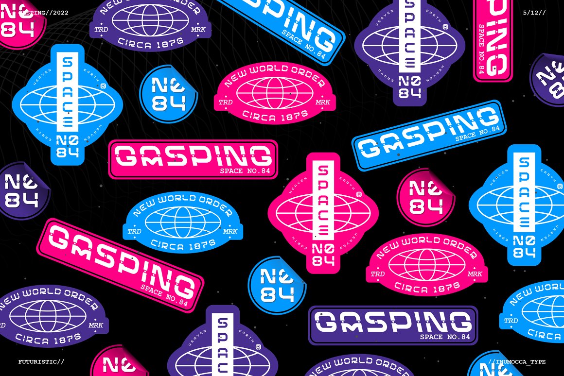 赛博朋克未来科幻几何机能机械艺术英文字体 Gasping 设计素材 第7张