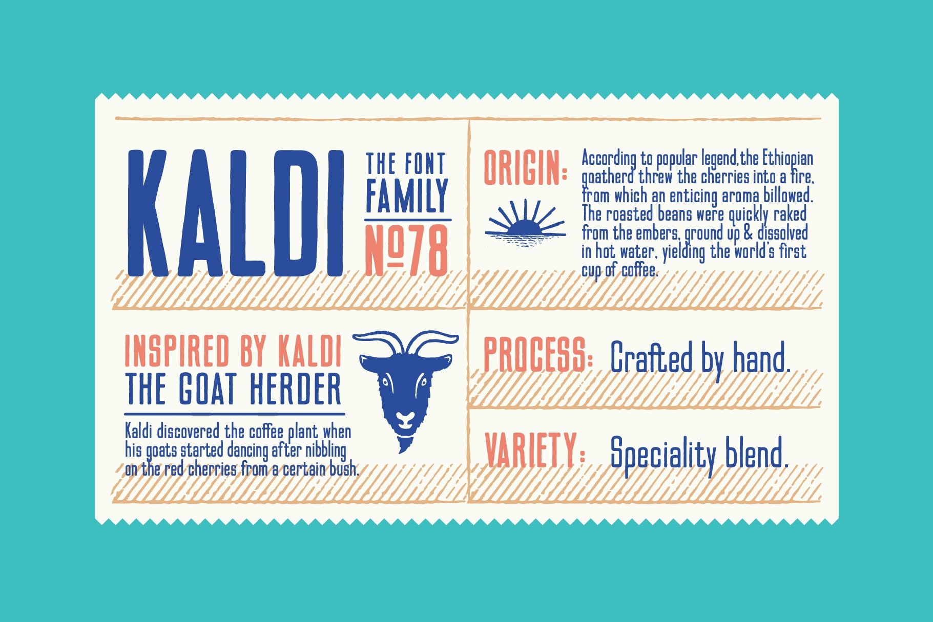 Kaldi Font Family 一种高大浓缩复古产品包装 海报设计 贴纸字体 , 第2张