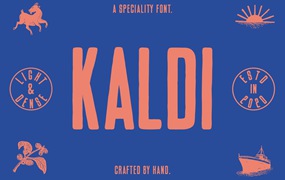 Kaldi Font Family 一种高大浓缩复古产品包装 海报设计 贴纸字体