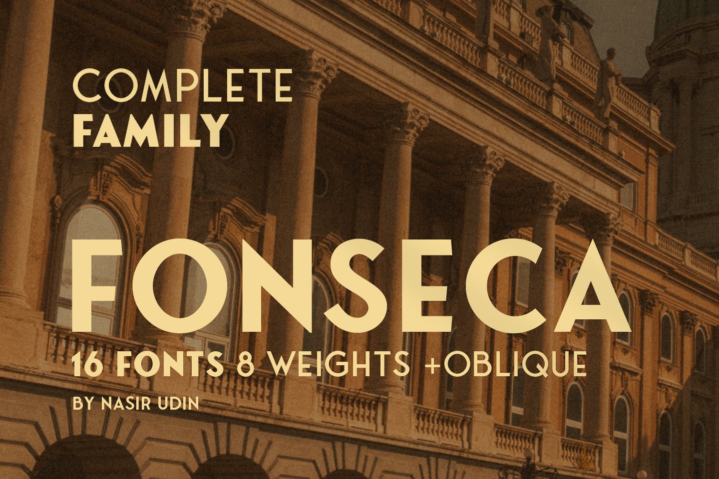 Fonseca ver.02 – 16 Fonts 标题、装饰艺术海报排版、LOGO、品牌项目、杂志和包装 16种字体8种粗细斜体 , 第1张