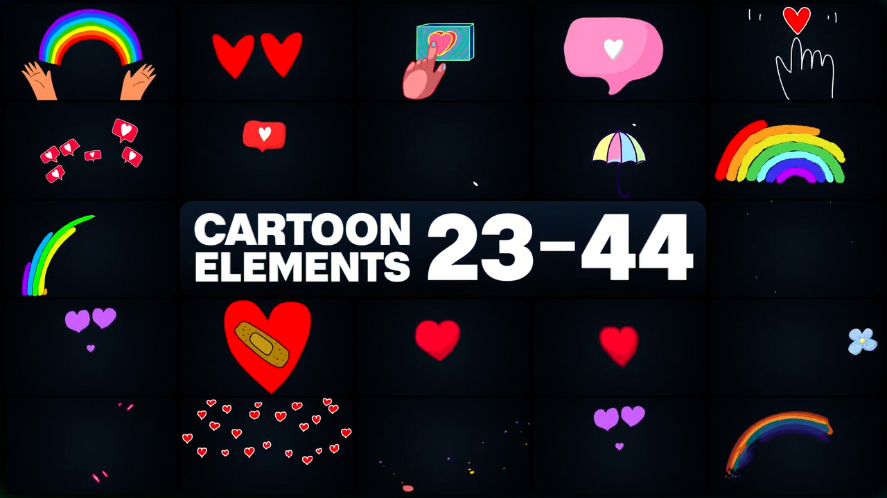 达芬奇模板 Cartoon Elements 爱心/彩虹?卡通动画元素彩色叠加层 , 第3张
